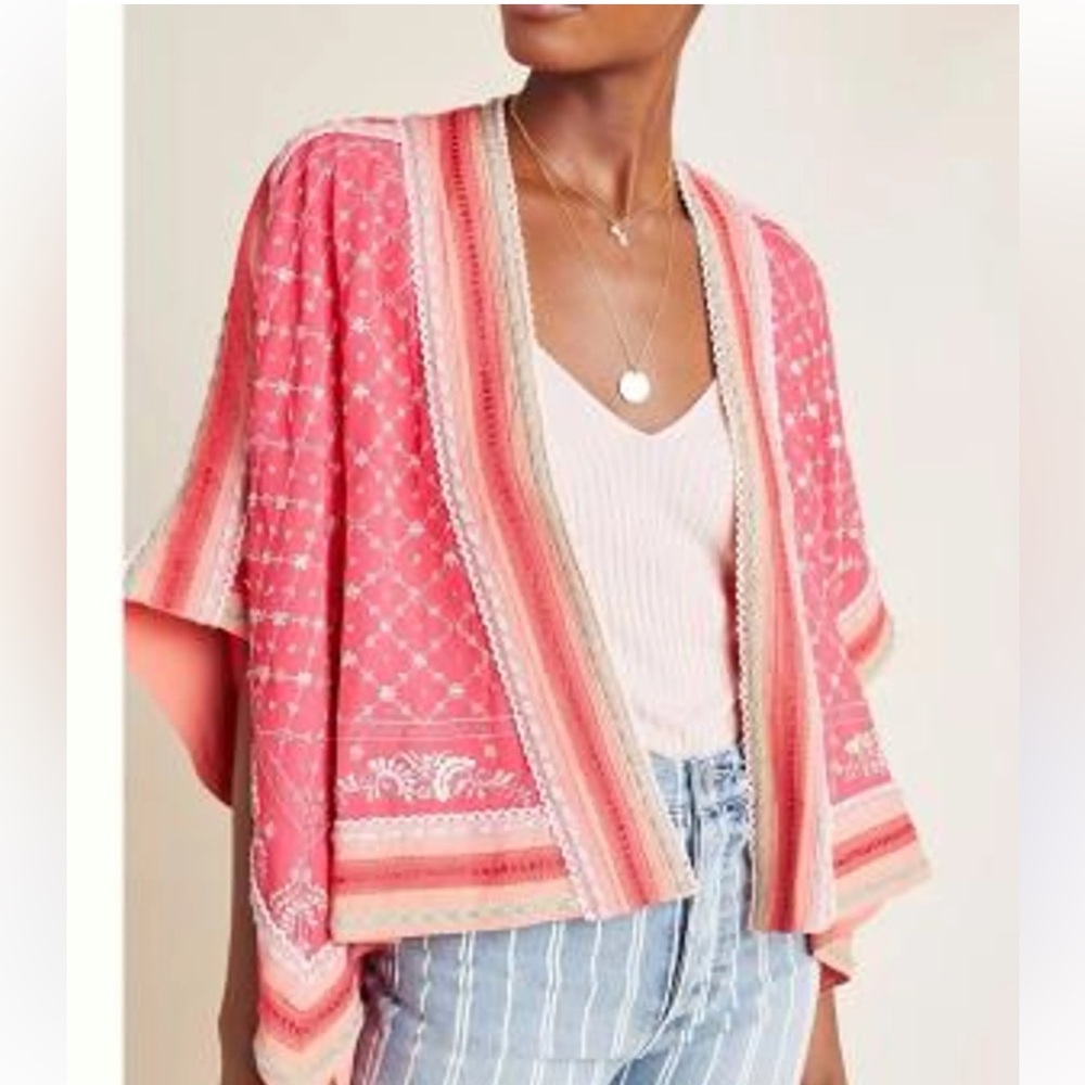 BlAnk London Anthropologie Ornezia Mixed Textile Shrug kimono, one size